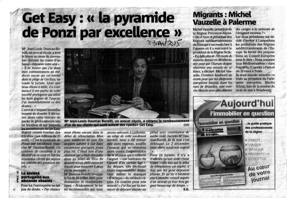 Article de presse : Get Easy, la pyramide de Ponzi par excellence