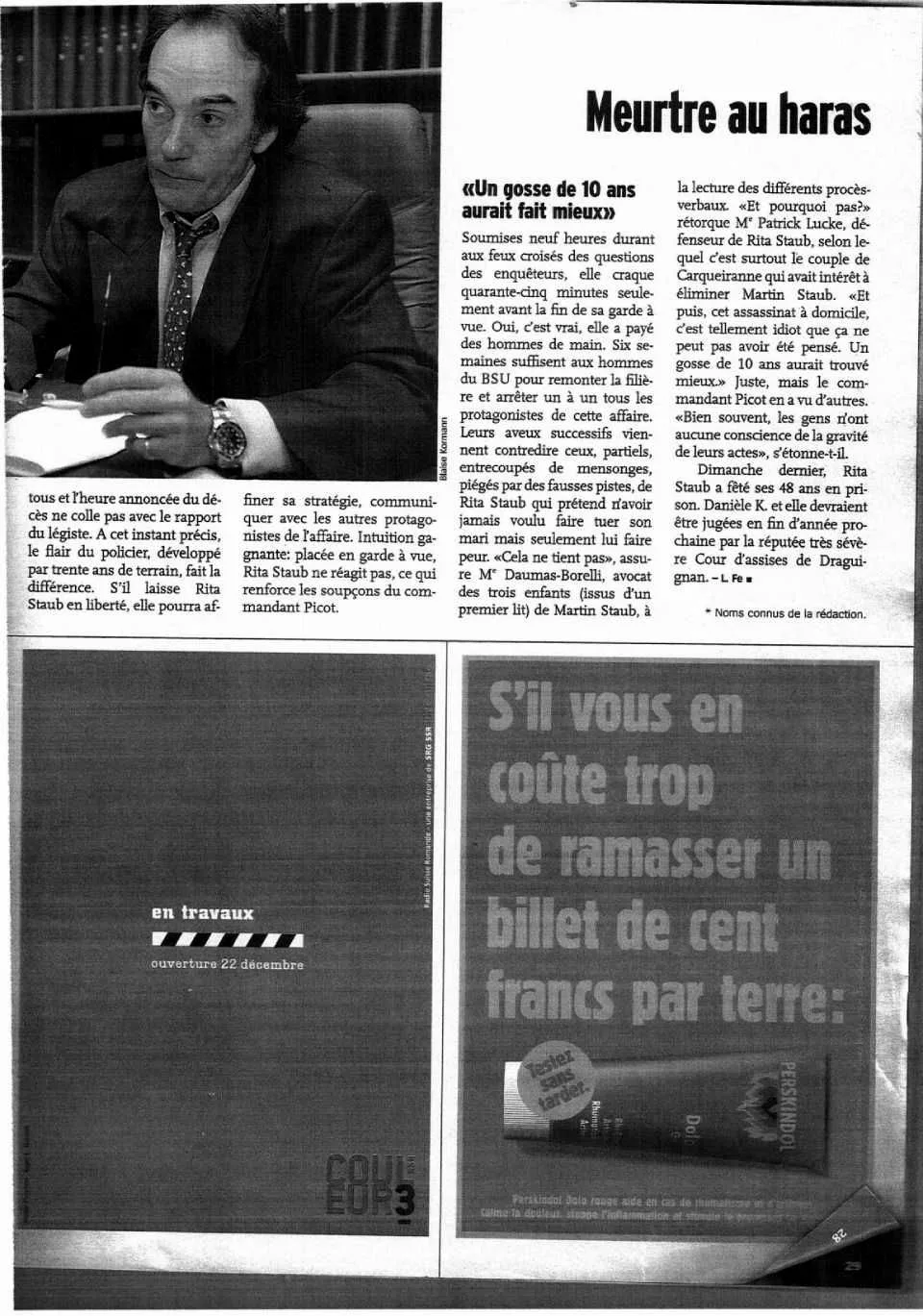 Article de presse : Meurtre au haras